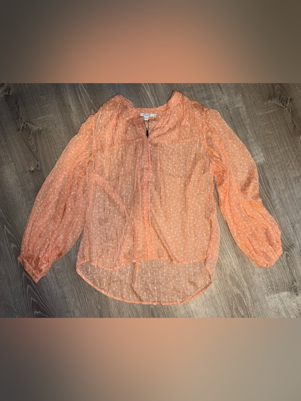 Chico's Peach Sheer Dot Blouse